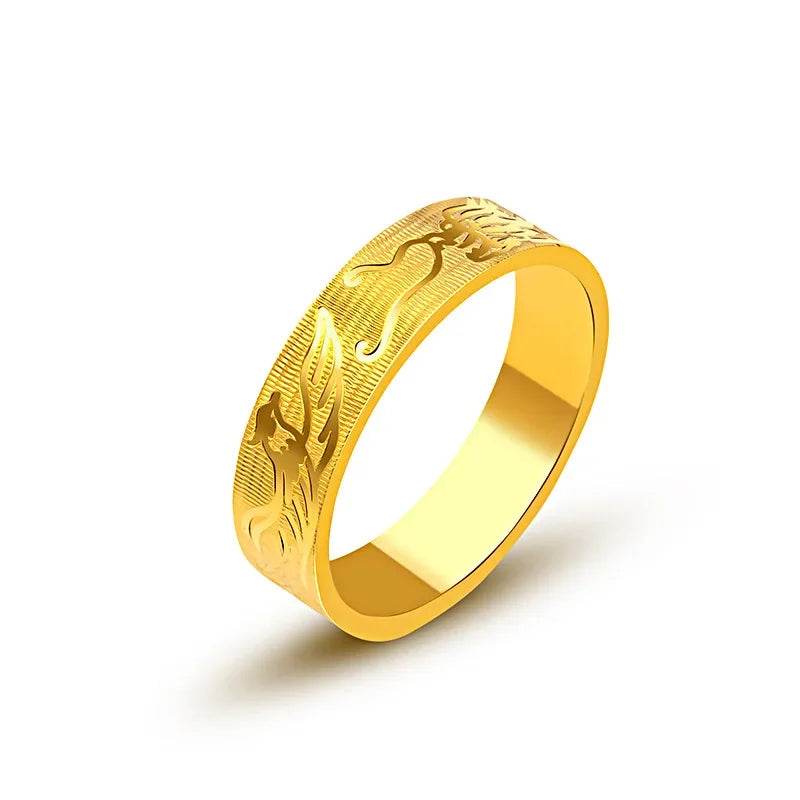 9999 real gold 24K yellow gold Ring Women and Men's Dragon and Phoenix Wedding Ring - FLORANZANI- Beauté & Santé