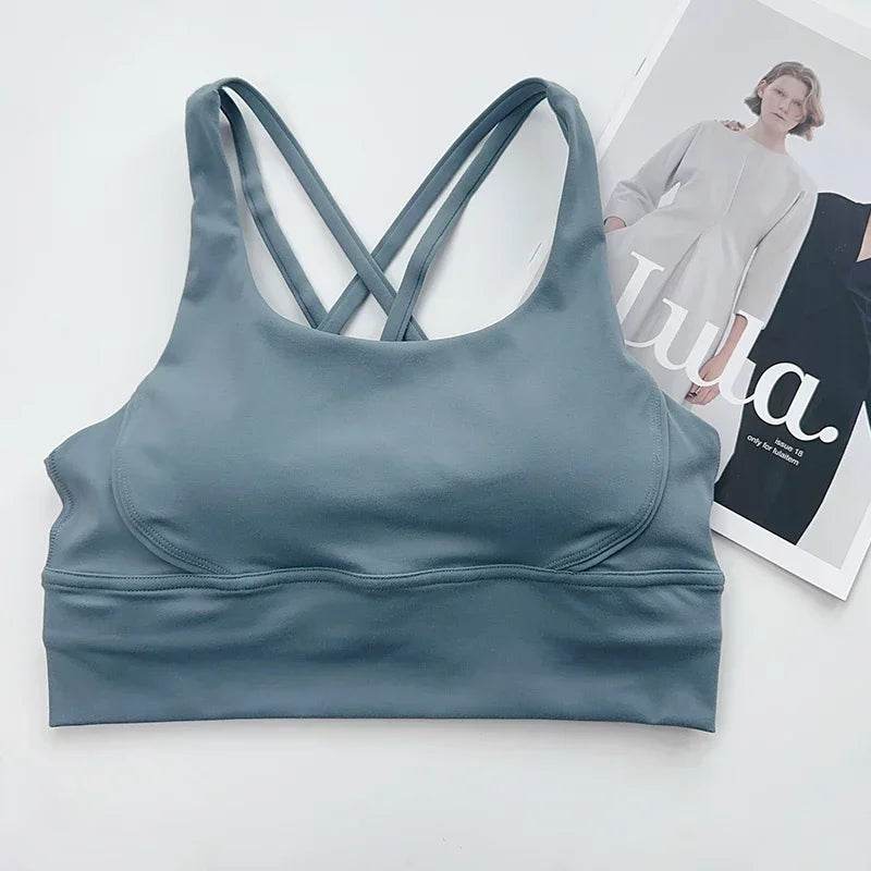 Sexy Fashion Cross Back Women Yoga Sport Bras Breathable Quick-Drying Shockproof Yoga Underwear Fitness Running Exercise Bra - FLORANZANI- Beauté & Santé