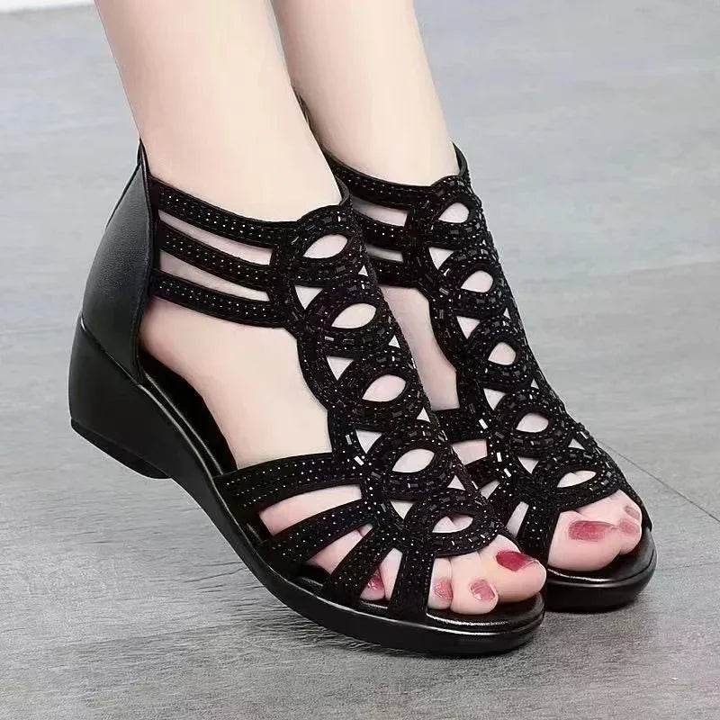 New Roman Sandals for Women 2024 Summer New Soft Sole Outer Wear Women's Wedge Shoes Fashion Casual Designer Shoes for Women - FLORANZANI- Beauté & Santé