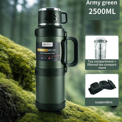 Stainless Steel Thermos Bottle with Handle Outdoor Portable Large Capacity Thermal Water Bottle ,Keep Hot and Cold for 72H - FLORANZANI- Beauté & Santé