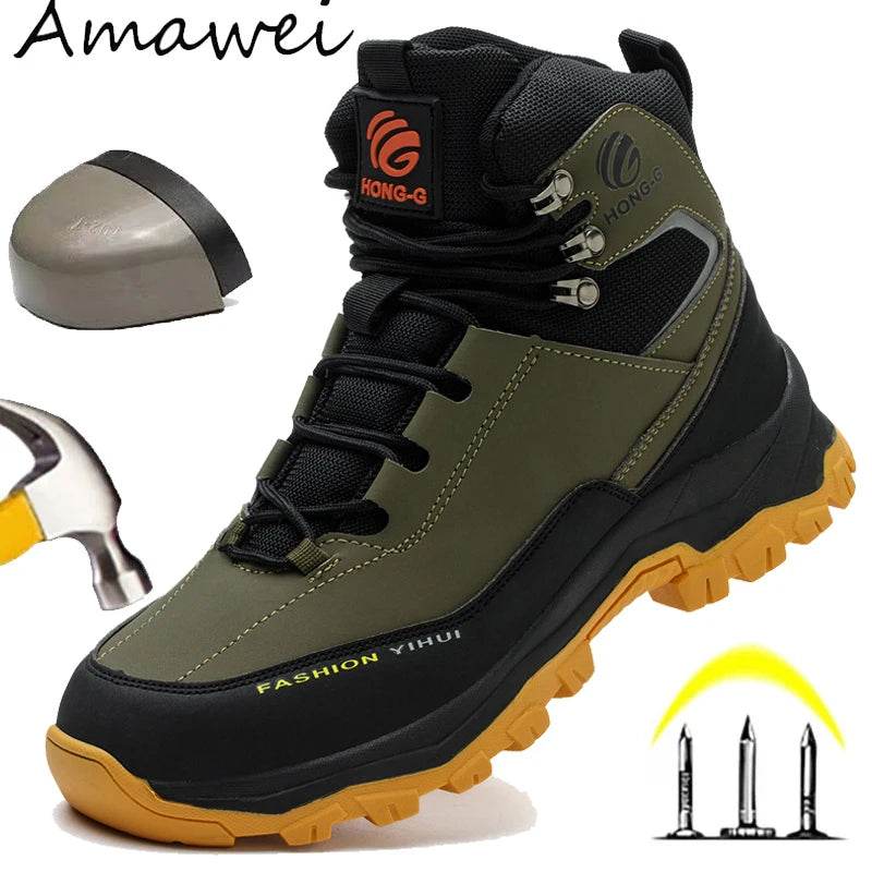 Rotary Buckle Men Work Boots Safety Steel Toe Safety Shoes Indestructible Shoes Anti-smash Puncture-Proof Work Shoes 38-47 - FLORANZANI- Beauté & Santé