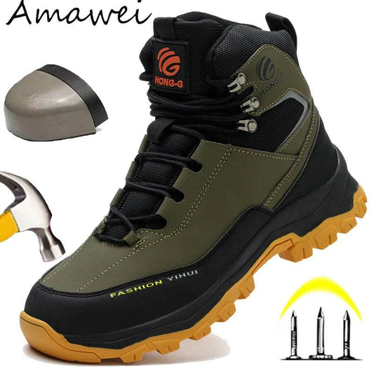 Rotary Buckle Men Work Boots Safety Steel Toe Safety Shoes Indestructible Shoes Anti-smash Puncture-Proof Work Shoes 38-47 - FLORANZANI- Beauté & Santé