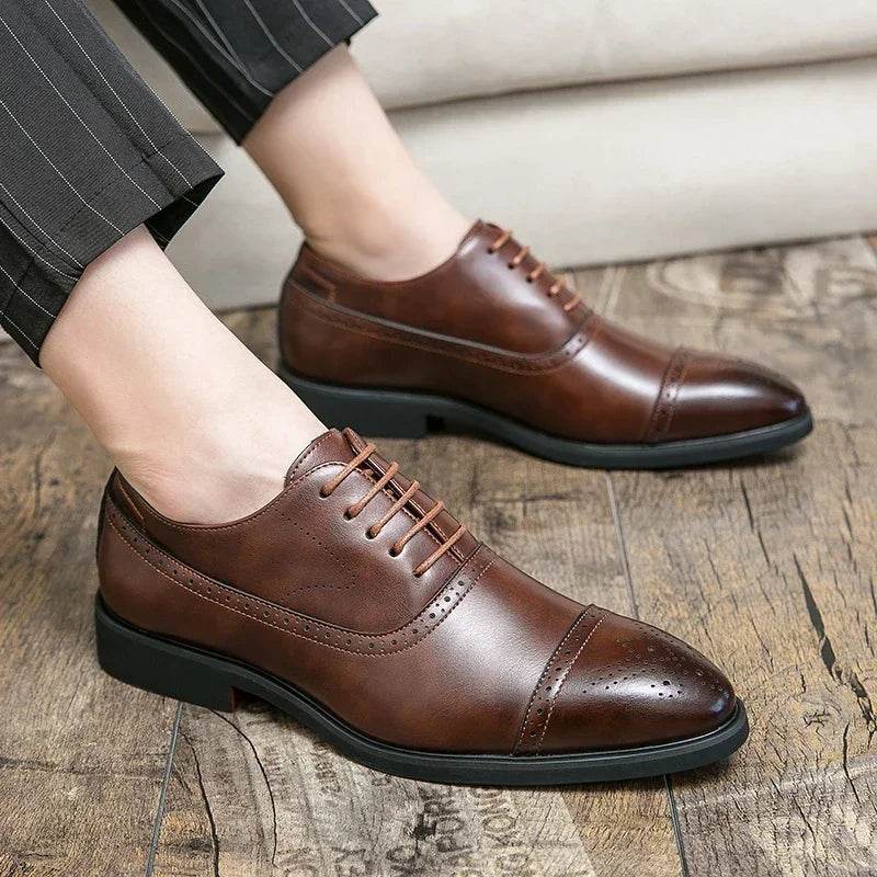 Carving Dress Shoes Men Luxury Designer Fashion Handmade Business Formal Shoes Men Original Pointed Wedding Shoes 2024 - FLORANZANI- Beauté & Santé