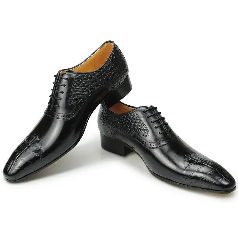 Italy Men's Shoes Prince Classic Modern Formal Oxford Wingtip Lace Up Dress Shoes Handmade Black Genuine Leather Free Shipping - FLORANZANI- Beauté & Santé