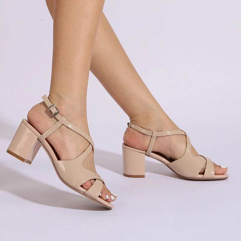 Block Heels Sandals Elegant Woman Heeled Shoes Summer Trendy Peep Toe Party Sandal Chunky Pumps Women High Heels Luxury Footwear - FLORANZANI- Beauté & Santé