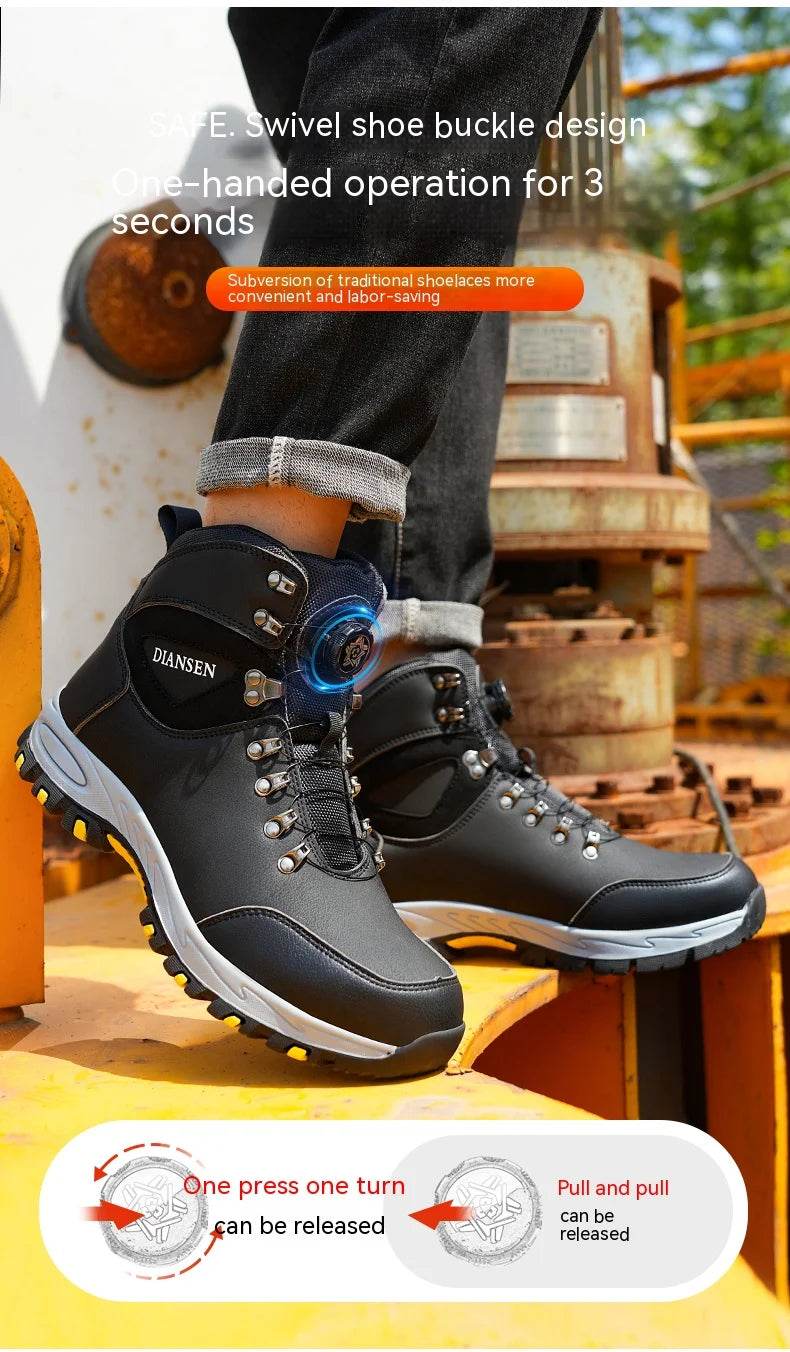 Breathable Sport Work Shoes Men Shoes Steel Toe Safety Boots Men's Work Sneaker Rotated Button Easy Wear Work Safety Boots - FLORANZANI- Beauté & Santé