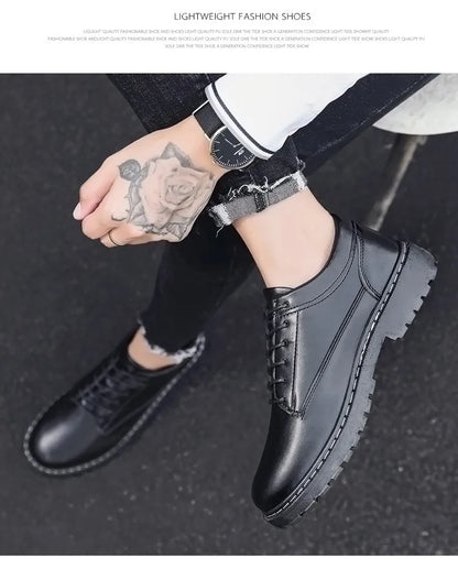 Sewn Men Leather Shoes British Style Men Shoes Men Sports Shoes Durable Thick Sole Men's Oxford Formal Leather Shoes