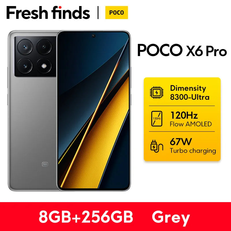 【World Premiere】POCO X6 Pro 5G Global Version Smartphone Dimensity 8300-Ultra 6.67" 1.5K Flow AMOLED DotDisplay 64MP 67W NFC