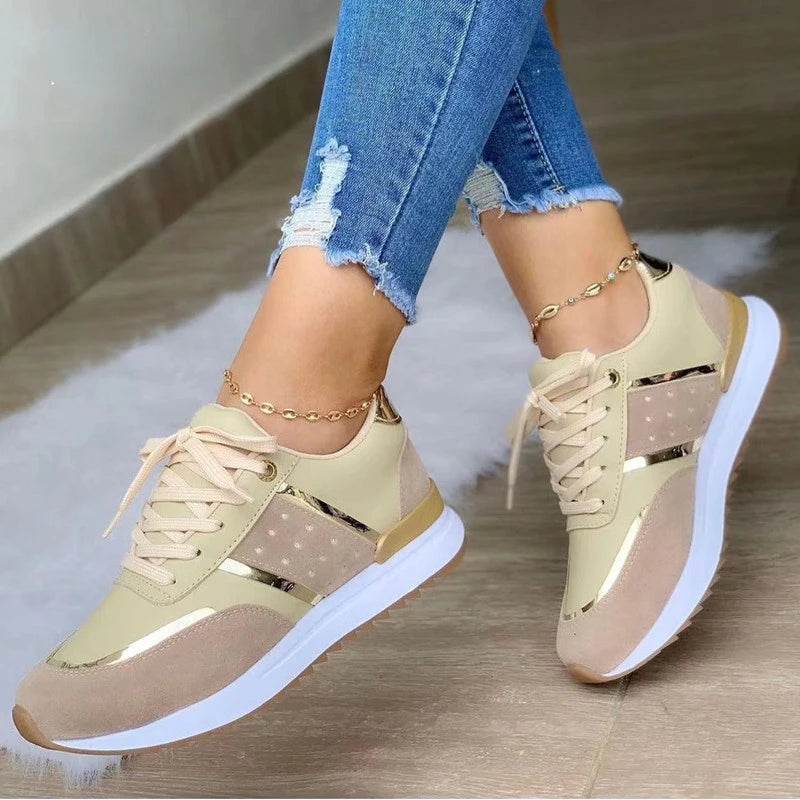 New Women Sneakers Platform Shoes Leather Patchwork Casual Sport Shoes Ladies Outdoor Running Vulcanized Shoes Zapatillas Mujer - FLORANZANI- Beauté & Santé