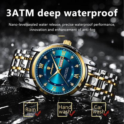 POEDAGAR Luxury Watch for Man Elegant Date Week Waterproof Luminous Men Watch Quartz Stainless Steel Sports Men's Watches reloj - FLORANZANI- Beauté & Santé