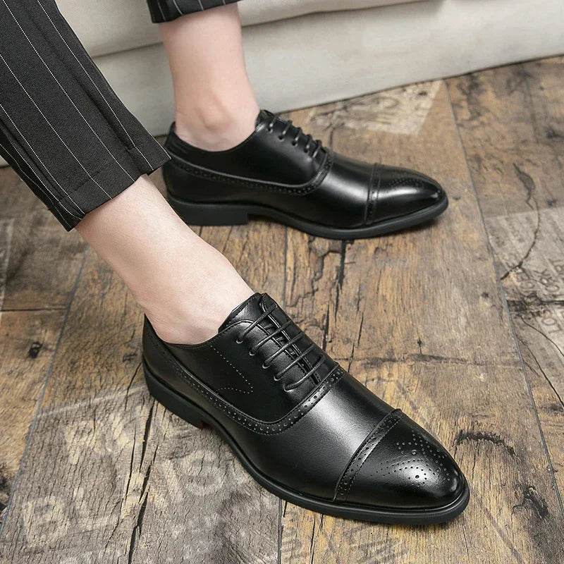 Carving Dress Shoes Men Luxury Designer Fashion Handmade Business Formal Shoes Men Original Pointed Wedding Shoes 2024 - FLORANZANI- Beauté & Santé