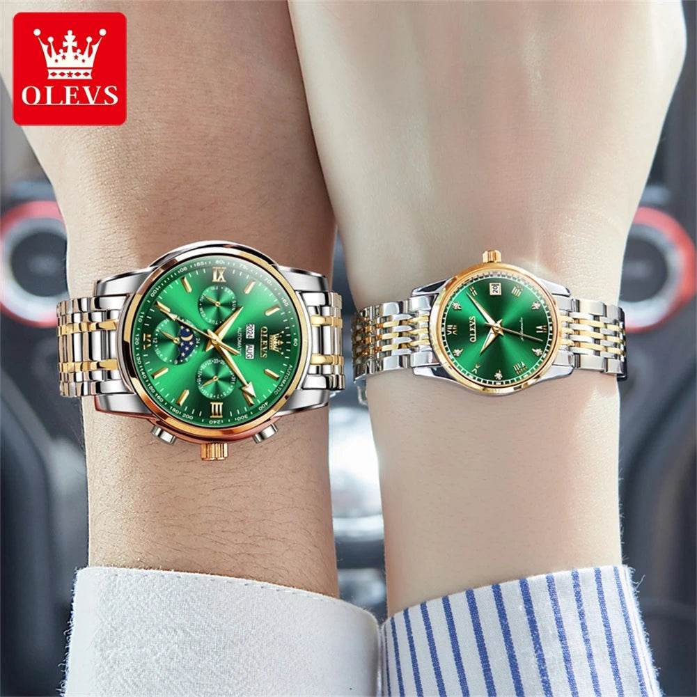 OLEVS Couple Watch Valentines Matching Watches His and Her Couple Set Wrist Watch Men and Women Lovers Wedding Romantic gifts - FLORANZANI- Beauté & Santé