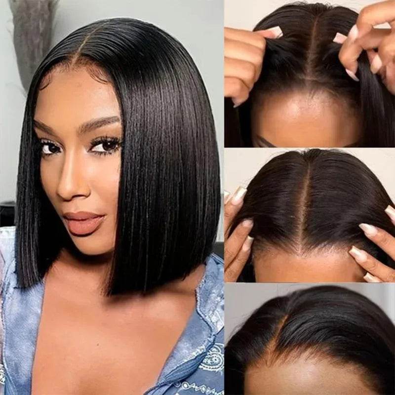 Melodie Bob 13x6 Lace Front Human Hair Wigs 220% HD 5X5 Glueless Ready To Wear Straight 13x4 Lace Frontal Brazilian Hair Wig - FLORANZANI- Beauté & Santé