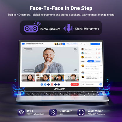 Portátil ultradelgado ACEMAGIC de 15,6", 16 GB de RAM, 512 GB de SSD, Intel N97, para gamers, pantalla de 1920 x 1080, ideal para oficina, estudio y Windows 11.