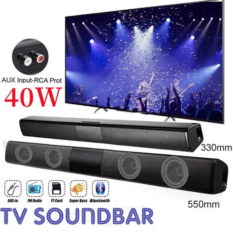 40W TV Soundbar Wireless Bluetooth Speaker Wired and Home Cinema Sound System Stereo Surround with FM Radio Music Center boombox - FLORANZANI- Beauté & Santé