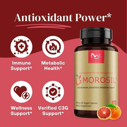 Morosil Supplement - Male and Female Metabolism, Health Support - Moro Orange Extract - Non GMO, Gluten Free, Vegetarian - FLORANZANI- Beauté & Santé