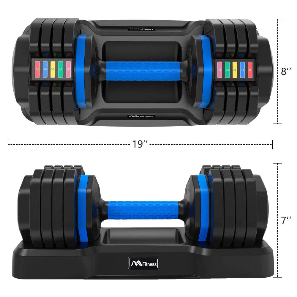 Adjustable Dumbbell - 55lb X2 Set of 2 Anti-Slip Handle Fast Adjust Weight By Turning Handle Tray Exercise Fitness Dumbbell - FLORANZANI- Beauté & Santé