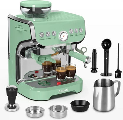 NEW Machine with Grinder, 15 Bar Espresso Machine with Steam Wand for Latte and Cappuccino, 68Oz Water Tank, Pre-Infuse - FLORANZANI- Beauté & Santé