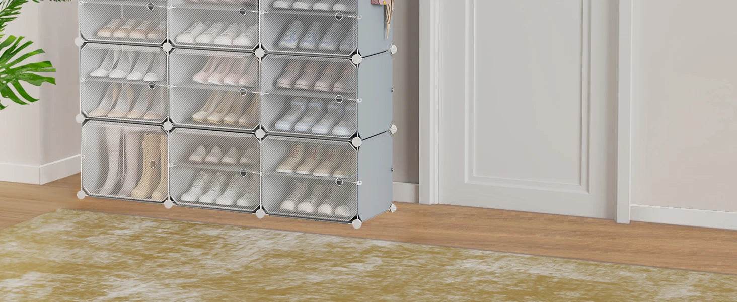 Portable Shoe Rack Organizer with Covers 48-Pair Shoe Storage Cabinet with Doors Stackable Rack Organizer - FLORANZANI- Beauté & Santé