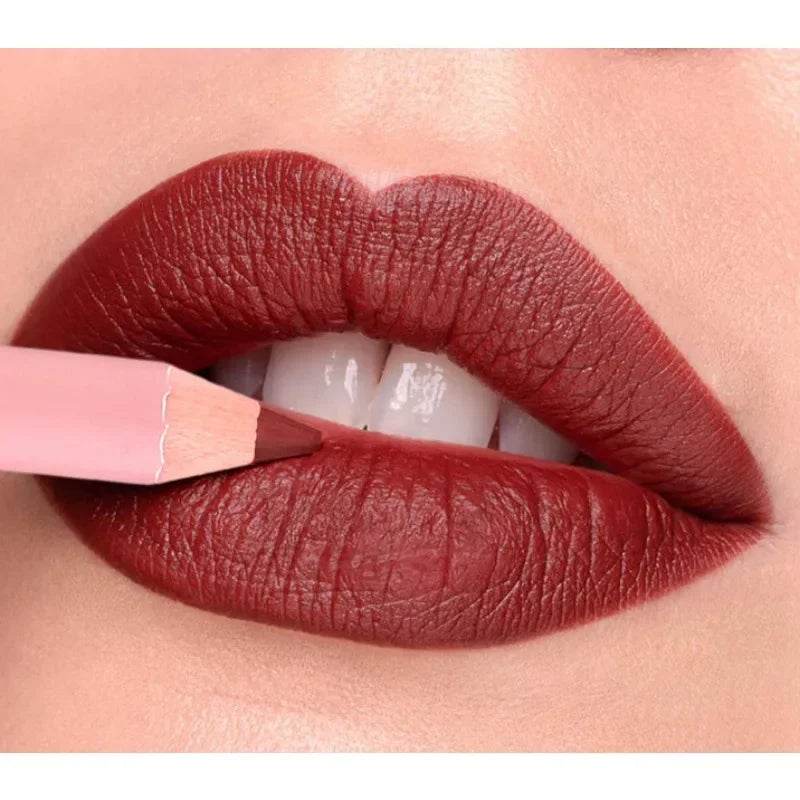 12Color Matte Lipliner Pink Lip Liner Pencil Waterproof Plumping Stain Lipstick Natural Nude Outline Lips Contour Makeup girl - FLORANZANI- Beauté & Santé