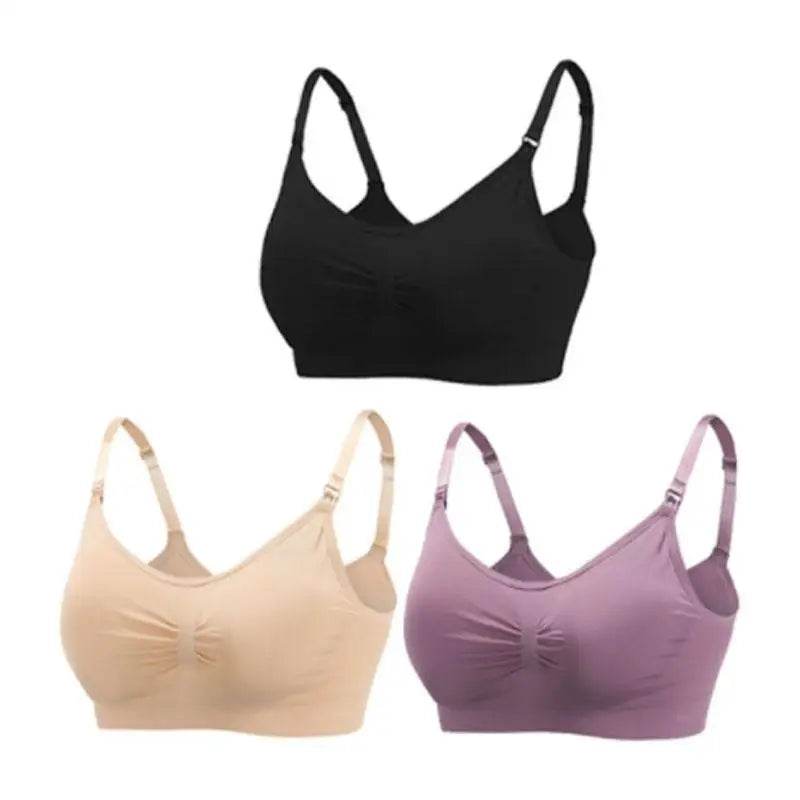 3pcs/Set High Quality Maternity Nursing Bras Cotton Breastfeeding Pregnant Underwear Seamless Large Size Breathable Bra Push Up - FLORANZANI- Beauté & Santé