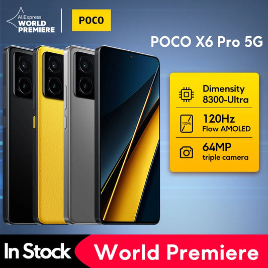 【Estreno mundial】POCO X6 Pro 5G Versión global Smartphone Dimensity 8300-Ultra 6.67" 1.5K Flow AMOLED DotDisplay 64MP 67W NFC