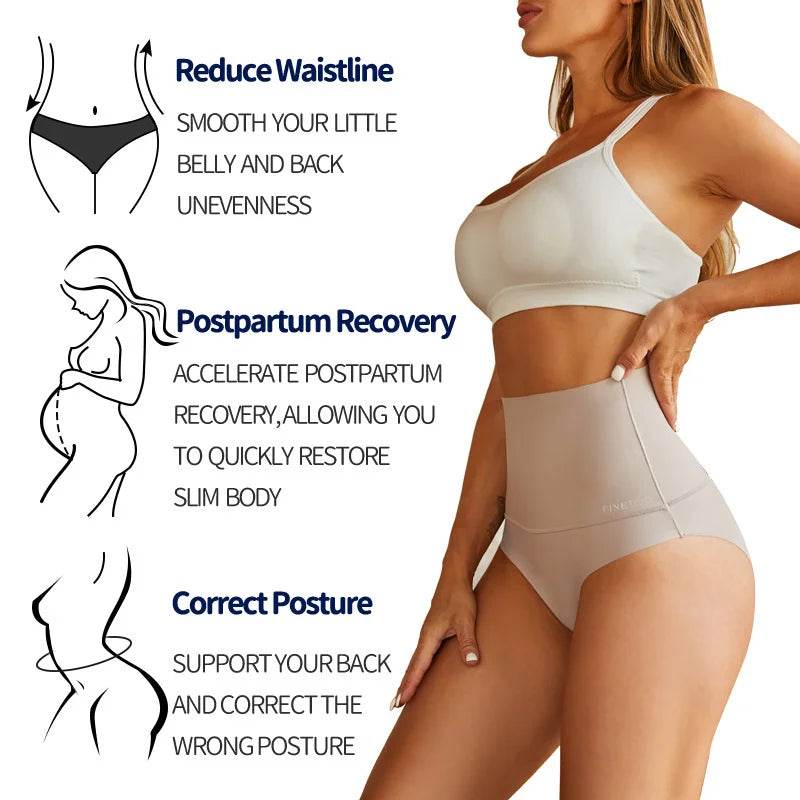 Large Size Women Seamless Panties High Waist Shapewear Elastic Butt Lifter Briefs Solid Ice Silk Breathable Female Underwear - FLORANZANI- Beauté & Santé