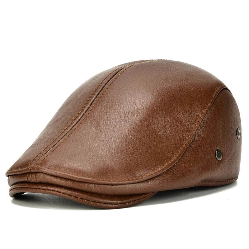 Men's outdoor leather hat winter Berets male warm Ear protection cap 100% genuine leather dad hat wholesale Leisure - FLORANZANI- Beauté & Santé