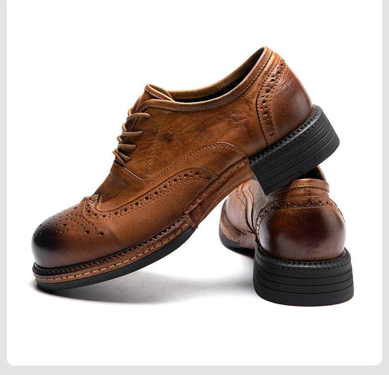 Soft Leather Mens Wedding Brogues Shoes Luxury Genuine Leather Autumn Designer Handmade Quality Autumn Formal Social Shoes Man - FLORANZANI- Beauté & Santé