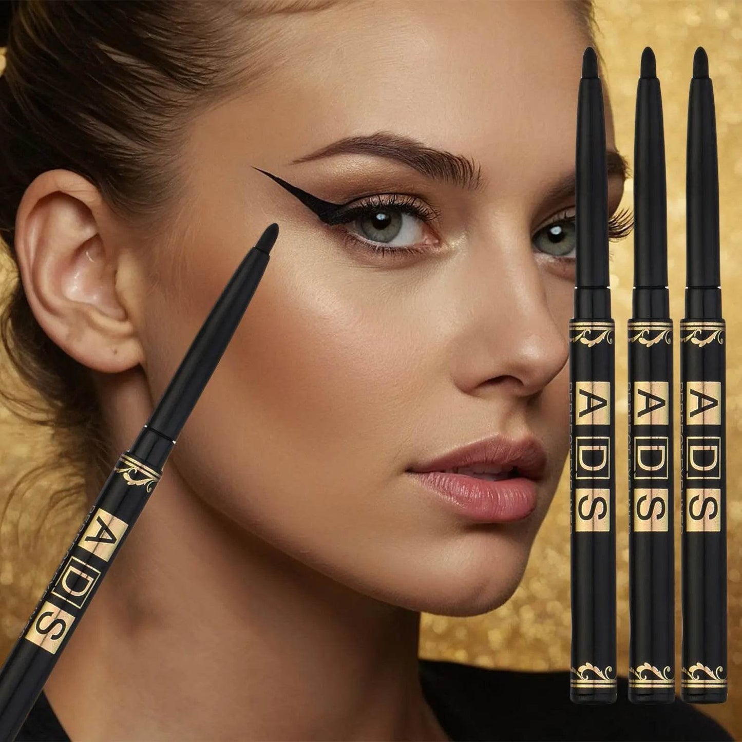 3pcs Long-Lasting Waterproof Black Eyeliner Pencils - Smudge & Sweat Proof for Bold Eye Makeup, Perfect Gift - FLORANZANI- Beauté & Santé