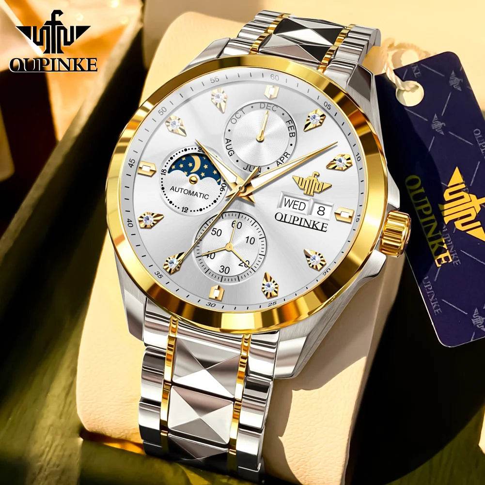 OUPINKE 3298 Mens Watch Original Automatic Mechanical Multifunctional Watch 50M Reloj Waterproof Luminous Watches Luxury Men - FLORANZANI- Beauté & Santé