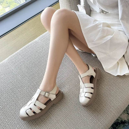 Summer Leather Platform Buckle Outdoor Beach Women's Sandals Fashion Retro Soft Sole Casual Roman Style Ladies Shoes - FLORANZANI- Beauté & Santé