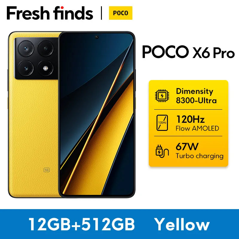 【World Premiere】POCO X6 Pro 5G Global Version Smartphone Dimensity 8300-Ultra 6.67" 1.5K Flow AMOLED DotDisplay 64MP 67W NFC