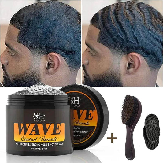 Curly Hair Cream Wave Kit for 360 Waves Hair Styling Pomade Oil Based Style Texture Wave Pomade Gel for Black Men African Braids - FLORANZANI- Beauté & Santé