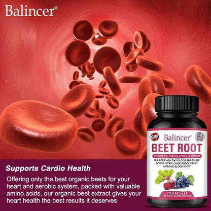 Beetroot Capsules Organic Beetroot Powder Extract + Black Pepper Nitric Oxide Production Blood Circulation Blood Pressure Health - FLORANZANI- Beauté & Santé