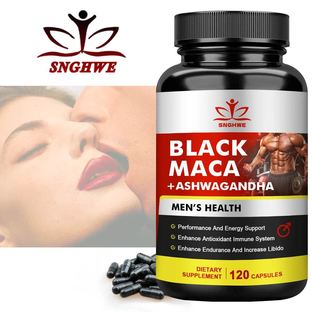 120 Black Maca Booster for Men - Maca Supplements for Health, Energy & Endurance, Muscle Mas Supplements - FLORANZANI- Beauté & Santé