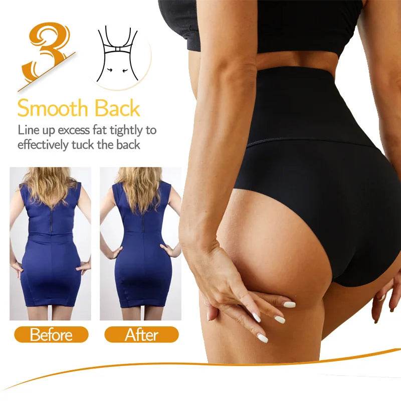 Large Size Women Seamless Panties High Waist Shapewear Elastic Butt Lifter Briefs Solid Ice Silk Breathable Female Underwear - FLORANZANI- Beauté & Santé