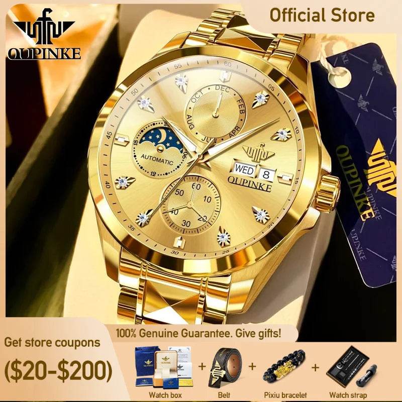 OUPINKE 3298 Mens Watch Original Automatic Mechanical Multifunctional Watch 50M Reloj Waterproof Luminous Watches Luxury Men - FLORANZANI- Beauté & Santé