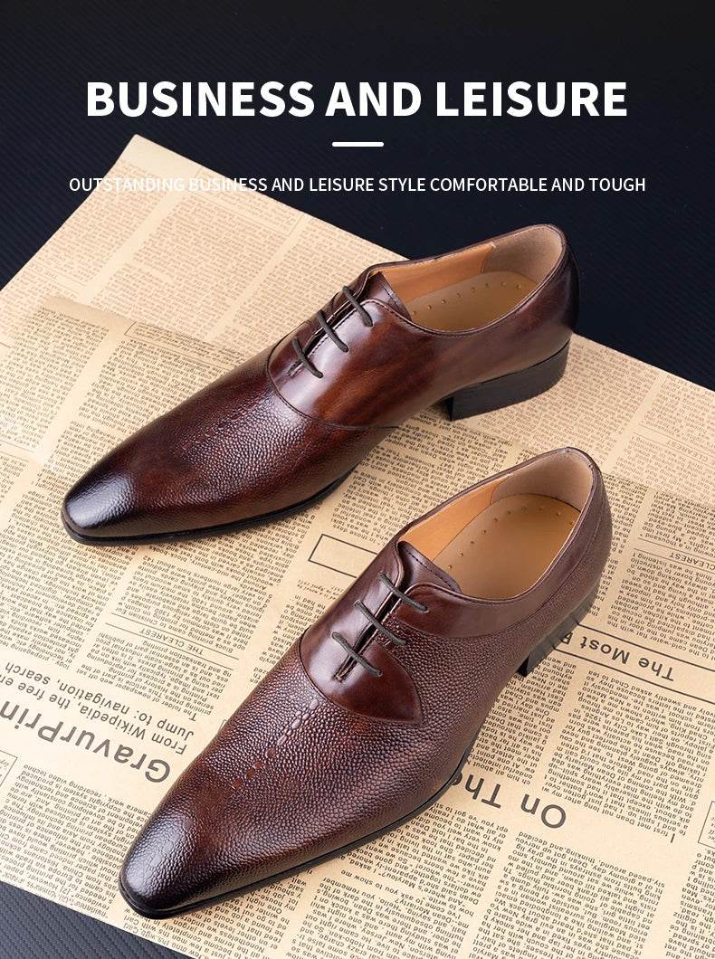 Luxury Men Oxford Shoes Footwear High Quality Classic Style Dress Leather Shoes Coffee Black Lace Up Pointed Toe Formal Shoe Men - FLORANZANI- Beauté & Santé