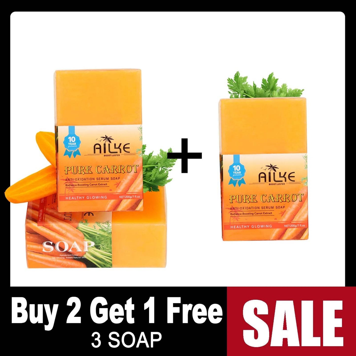 AILKE Pure Carrot Serum Soap, Lighten Skin Tone, Remove Dark Spots, Freckles, Melasma, For Caramel, Black, Dark Skin - FLORANZANI- Beauté & Santé