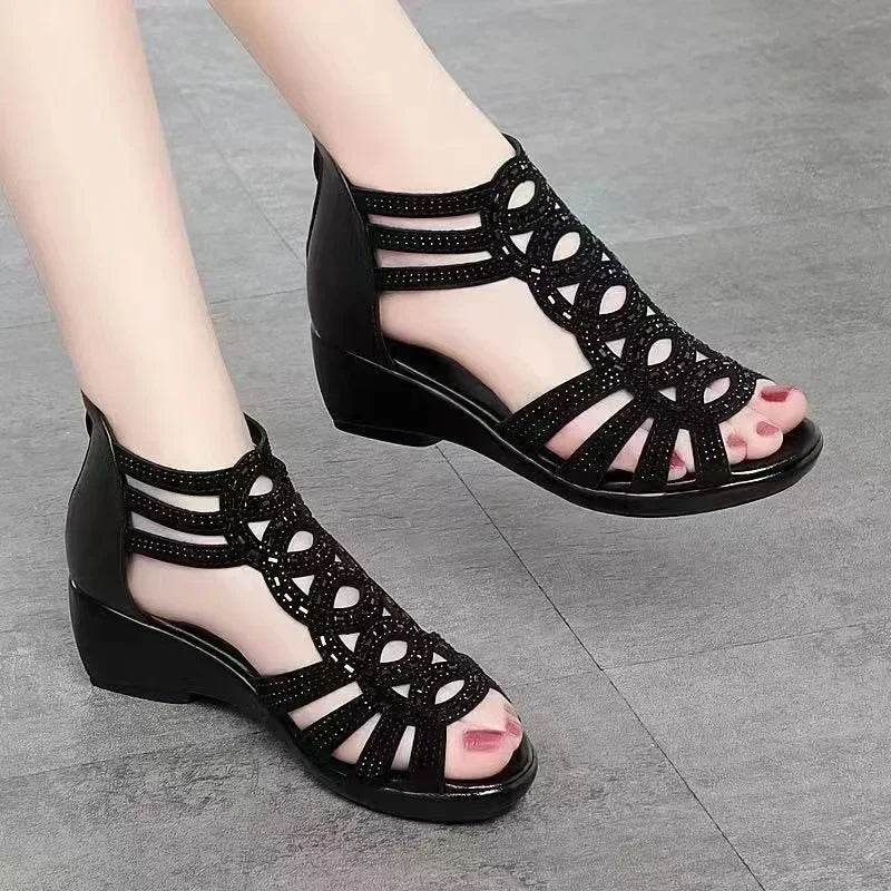 New Roman Sandals for Women 2024 Summer New Soft Sole Outer Wear Women's Wedge Shoes Fashion Casual Designer Shoes for Women - FLORANZANI- Beauté & Santé