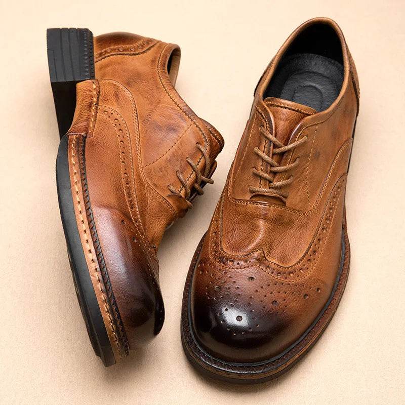 Soft Leather Mens Wedding Brogues Shoes Luxury Genuine Leather Autumn Designer Handmade Quality Autumn Formal Social Shoes Man - FLORANZANI- Beauté & Santé