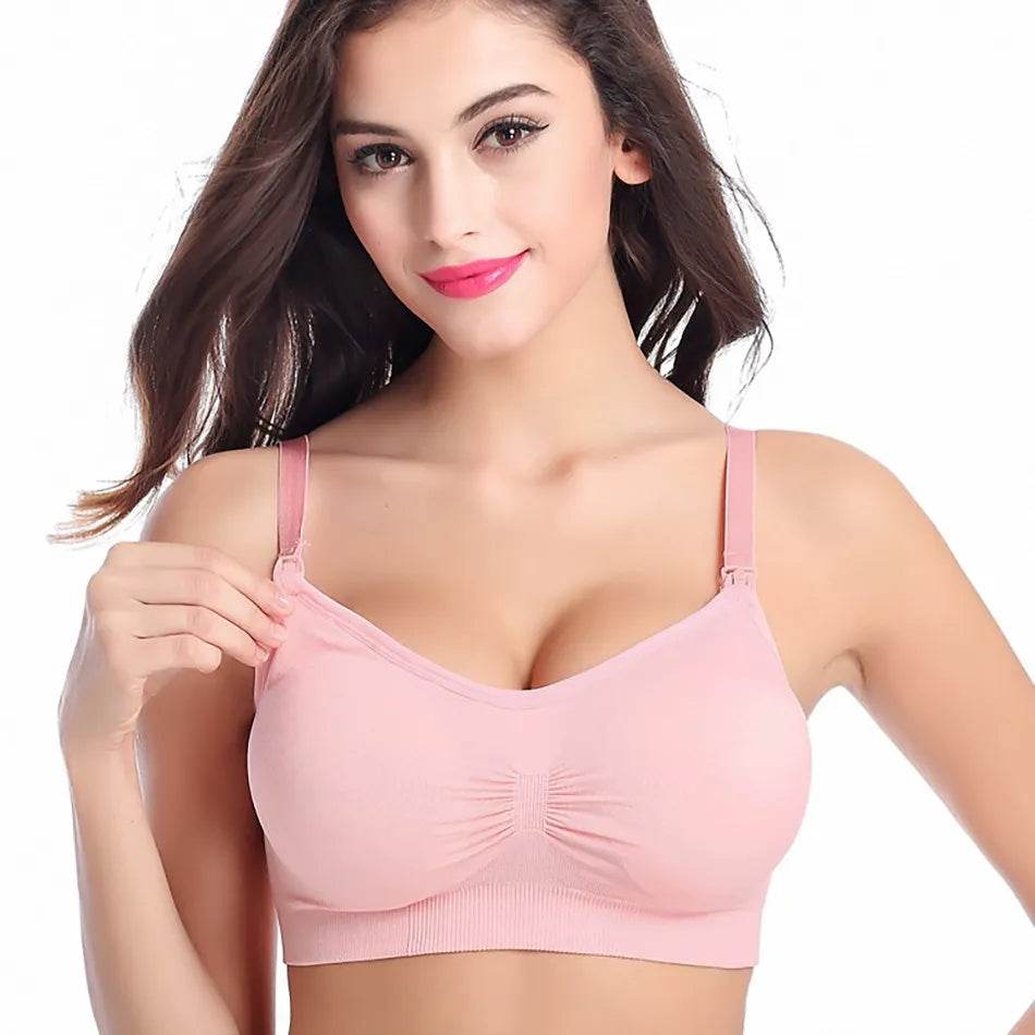 Breastfeeding Bra Upper Buckle And No Steel Ring Double Layer Seamless Postpartum Breastfeeding Bra Removable Chest Pad - FLORANZANI- Beauté & Santé