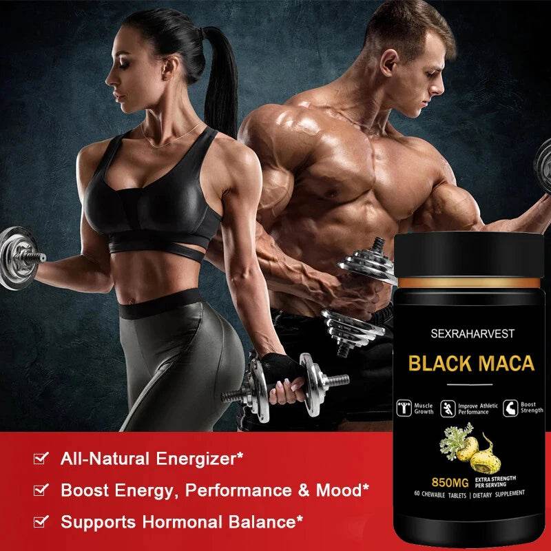 Powerful Black Maca Booster for Men and Women,Maca Pill Supplements for Health, Energy, Endurance, Muscle Mass,Maca Root Capsule - FLORANZANI- Beauté & Santé