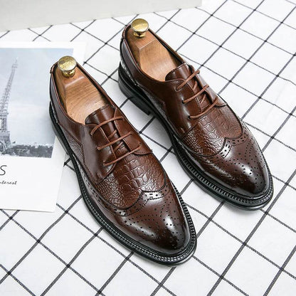 Designer Business Oxfords Formal Wedding Mens Derby Italian Original Crocodile Leather Dress Office Loafers Casual Shoes for Men - FLORANZANI- Beauté & Santé