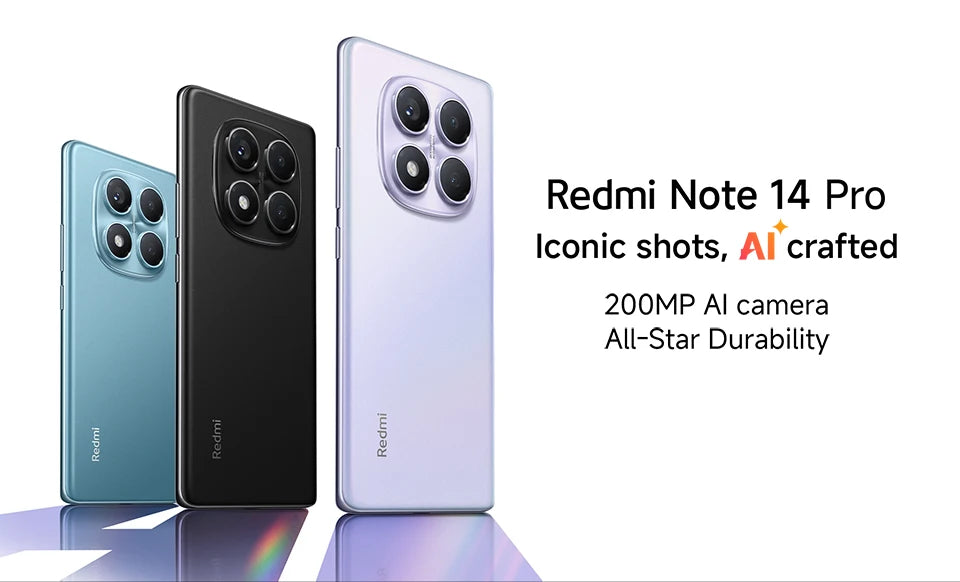 Global Version Xiaomi Redmi Note 14 Pro 4G Smartphone 6.67" AMOLED Display MediaTek Helio G100-Ultra 5500mAh 200MP AI Camera