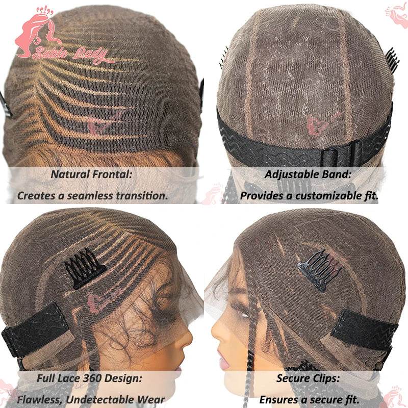 Side Part Cornrow Braids Synthetic Lace Wig Knotless Box Braid Wig Full Lace Front Braided Wigs For Black Women Braiding Hair - FLORANZANI- Beauté & Santé