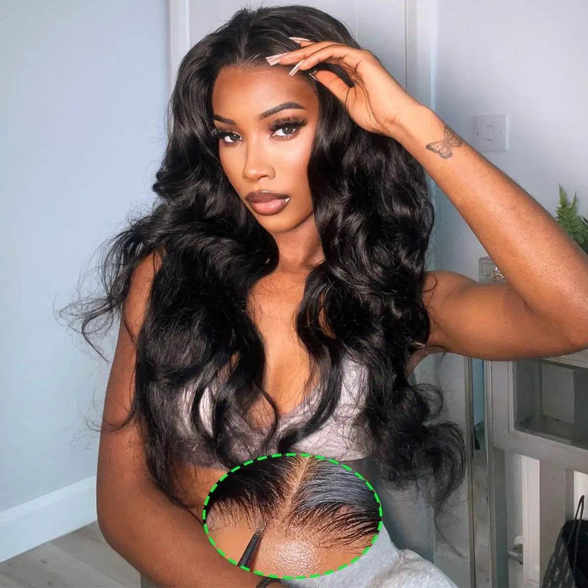 9x6 Wear and Go Glueless Wigs Human Hair Pre Plucked Pre Cut 1B/30 Highlight Ombre Lace Front Wigs Body Wave Human Hair Wigs - FLORANZANI- Beauté & Santé