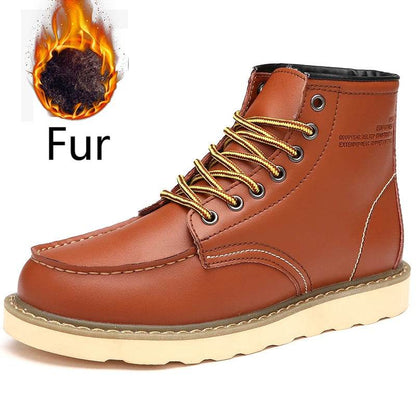 Genuine Leather Men Desert Boots Mens Casual Outdoor Soft Sole Walking Shoes Warm Winter Boots High Quality Male High Top Shoes - FLORANZANI- Beauté & Santé