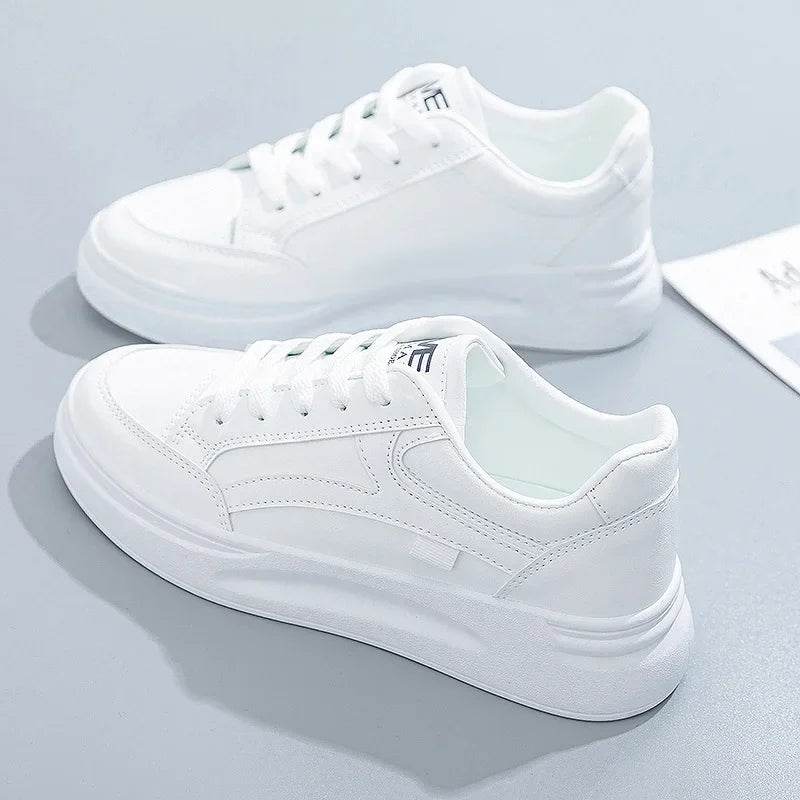 Outdoor Women Walking Shoes Skateboarding Shoes Women Sneakers PU Leather Lace-Up Breathable Jogging Casual Sneakers De Mujer - FLORANZANI- Beauté & Santé